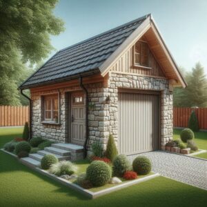 vrijstaande garagebox voor 1 auto van steen